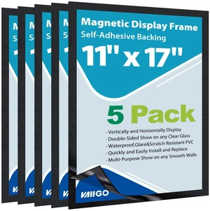 11"x 17" Self Adhesive Magnetic Sign Holder, Double Sided Window Magnetic Display Frame with Clear PVC and Strong Magnetic for Office/Store/Door/Glass/Refrigerator Display Frame(Black, 5Pack) 11"x 17" Self Adhesive Magnetic Sign Holder, Double Sided Window Magnetic Display Frame with Clear PVC and Strong Magnetic for Office/Store/Door/Glass/Refrigerator Display Frame(Black, 5Pack)