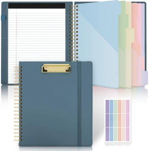 Storage Clipboard Folder with 6 Dividers & Refillable Notepad 6 Dividers with 12 Pockets for Letter Size, Spiral Clipboards Padfolio for Teacher Worker Nurse Storage Clipboard Folder with 6 Dividers & Refillable Notepad 6 Dividers with 12 Pockets for Letter Size, Spiral Clipboards Padfolio for Teacher Worker Nurse