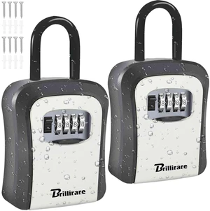 2 Pack Key Lock Box, Waterproof 4 Digits Combination Lockbox with Removable Shackle, Wall Mount Resettable Key Hider, Upgraded Large Password Boxes for Car House Office Apartment Keys-Grey 2 Pack Key Lock Box, Waterproof 4 Digits Combination Lockbox with Removable Shackle, Wall Mount Resettable Key Hider, Upgraded Large Password Boxes for Car House Office Apartment Keys-Grey