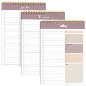 To Do List Notepad 4pcs/Set, Daily Planner, 6.5" x 9.8" Undated 52 Sheets, Double Spiral, Waterproof Cover, Checklist Notepad, Office School Oraganized To Do List Notepad 4pcs/Set, Daily Planner, 6.5" x 9.8" Undated 52 Sheets, Double Spiral, Waterproof Cover, Checklist Notepad, Office School Oraganized