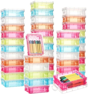 50 Pcs Plastic Crayon Box with Lid 4.8 x 3.4 x 1.6, Multi Colors Small Crayon Storage Containers Bulk, for Office School Classroom, Art Crafts Pen Pencil Organizers, Back to School Supplies 50 Pcs Plastic Crayon Box with Lid 4.8 x 3.4 x 1.6, Multi Colors Small Crayon Storage Containers Bulk, for Office School Classroom, Art Crafts Pen Pencil Organizers, Back to School Supplies