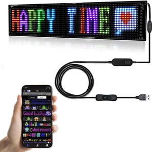 Scrolling LED Sign,LED Signs for Business,Programmable Flexible Digital Sign,Bluetooth APP,DIY Animations,Text, Graffiti (27''x5'') Scrolling LED Sign,LED Signs for Business,Programmable Flexible Digital Sign,Bluetooth APP,DIY Animations,Text, Graffiti (27''x5'')