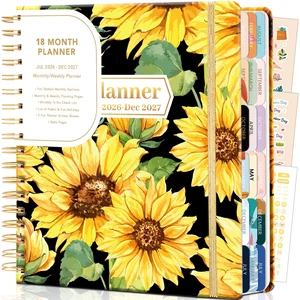 Planner 2026-2027 18 Month Weekly Monthly Calendar Daily Planners July 2026-Dec 2027, Yearly Hardcover 26-27 Planner for Women with Stickers Tabs Spiral Bound Agenda, Sunflower, 8.3"x9.1 Planner 2026-2027 18 Month Weekly Monthly Calendar Daily Planners July 2026-Dec 2027, Yearly Hardcover 26-27 Planner for Women with Stickers Tabs Spiral Bound Agenda, Sunflower, 8.3"x9.1