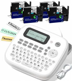 Label Maker Machine with 4 Tapes, D210s Waterproof Labelmaker Waterproof Removable Freezer Food-Labels for Jar, One-Touch Keys & Bold Fonts, Replace for Brother Ptouch Label Maker Machine Label Maker Machine with 4 Tapes, D210s Waterproof Labelmaker Waterproof Removable Freezer Food-Labels for Jar, One-Touch Keys & Bold Fonts, Replace for Brother Ptouch Label Maker Machine