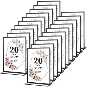 20 Pack 5x7 Acrylic Sign Holders, Wedding Table Numbers Frames Black Double Sided Vertical Stand Clear Picture Frames for Party, Restaurant Signs and Office Photos 20 Pack 5x7 Acrylic Sign Holders, Wedding Table Numbers Frames Black Double Sided Vertical Stand Clear Picture Frames for Party, Restaurant Signs and Office Photos