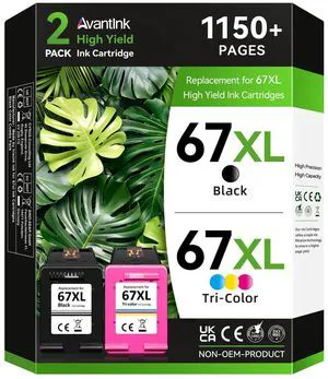 67XL Ink Cartridges Black/Color Combo Pack Compatible for HP Ink 67 67XL Works with HP Deskjet 2800e 2855e 2755e 2700e 2734e 2700 2755 2827e 4155e 4227e 4255e Envy 6000 6055e 6455e Series (2-Pack) 67XL Ink Cartridges Black/Color Combo Pack Compatible for HP Ink 67 67XL Works with HP Deskjet 2800e 2855e 2755e 2700e 2734e 2700 2755 2827e 4155e 4227e 4255e Envy 6000 6055e 6455e Series (2-Pack)