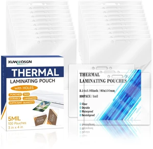 200 Pack 5mil 3x4" Thermal Laminating Pouches Badge Laminate Pouches Clear Laminated Luggage Tags Printable Laminator Pouches for Business Permits Cards (200, 2.94"x4.13"-5mil-with Holes) 200 Pack 5mil 3x4" Thermal Laminating Pouches Badge Laminate Pouches Clear Laminated Luggage Tags Printable Laminator Pouches for Business Permits Cards (200, 2.94"x4.13"-5mil-with Holes)