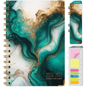 HARDCOVER Academic Year 2026-2027 Planner: 14 Months (May 2026 Through June 2027) 5.5"x 8" Daily Weekly Monthly Planner Yearly Agenda. Bookmark, Pocket Folder and Sticky Note Set (Teal Gold Marble) HARDCOVER Academic Year 2026-2027 Planner: 14 Months (May 2026 Through June 2027) 5.5"x 8" Daily Weekly Monthly Planner Yearly Agenda. Bookmark, Pocket Folder and Sticky Note Set (Teal Gold Marble)