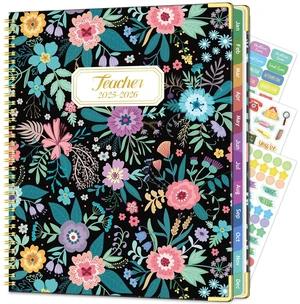 Teacher Planner 2026-2027, Lesson Plan Book for Teachers 8.5"x11" July 2026-June 2027 Academic Year, Teacher Calendar with 14 Checklists & Gold Corners for Classroom & Homeschool, Black Teacher Planner 2026-2027, Lesson Plan Book for Teachers 8.5"x11" July 2026-June 2027 Academic Year, Teacher Calendar with 14 Checklists & Gold Corners for Classroom & Homeschool, Black