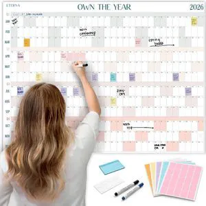 2026 Giant Wall Calendar | 4ft x 3ft Full Year Dry Erase Large Planner, January '26 to December '26 Own The Year Big Whiteboard Wall Calendar with Markers, Sticky Notes & Mounting Kit 2026 Giant Wall Calendar | 4ft x 3ft Full Year Dry Erase Large Planner, January '26 to December '26 Own The Year Big Whiteboard Wall Calendar with Markers, Sticky Notes & Mounting Kit