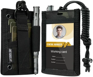 Tactical ID Card Badge Holder with Lanyard & Detachable Hook Loop Clear ID Window, Hold Up 6+ Cards, Adjustable Neck Cord, Pen Loop Included, Dual Vertical Horizontal Carry, 500D Nylon Tactical ID Card Badge Holder with Lanyard & Detachable Hook Loop Clear ID Window, Hold Up 6+ Cards, Adjustable Neck Cord, Pen Loop Included, Dual Vertical Horizontal Carry, 500D Nylon