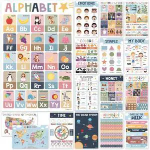 Educational Posters for Toddlers & Kids, 16 Pack Boho 11x17 (Edu) Educational Posters for Toddlers & Kids, 16 Pack Boho 11x17 (Edu)