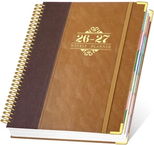2026-2027 Weekly & Monthly Calendar Planner, Jul 2026-Dec 2027 8.5" x 11", Two-Tone Leather Hardcover, Academic Year Agenda for Day Planning, Spiral Bound, Elastic Closure, Inner Pocket 2026-2027 Weekly & Monthly Calendar Planner, Jul 2026-Dec 2027 8.5" x 11", Two-Tone Leather Hardcover, Academic Year Agenda for Day Planning, Spiral Bound, Elastic Closure, Inner Pocket