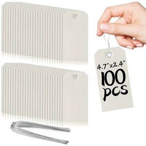 100 Pieces Plastic Shipping Tags with Wires Blank Labeling Tags Waterproof Hang Tags with Reinforcement Hole Durable Wire Tags Labels Stacking Tags for Equipment Parts (Grey, 4 3/4" x 2 3/8") 100 Pieces Plastic Shipping Tags with Wires Blank Labeling Tags Waterproof Hang Tags with Reinforcement Hole Durable Wire Tags Labels Stacking Tags for Equipment Parts (Grey, 4 3/4" x 2 3/8")