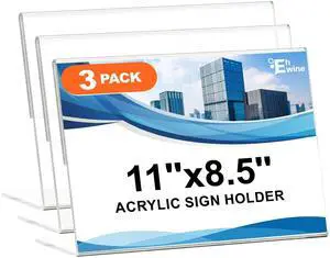 3 Pack 8.5 x 11 Acrylic Sign Holder Horizontal, Clear Plastic Signs Display Stand, Slanted Back Paper Holder Stand up Table Top Sign Holders Flyer Stand Frames for Office Business Store 3 Pack 8.5 x 11 Acrylic Sign Holder Horizontal, Clear Plastic Signs Display Stand, Slanted Back Paper Holder Stand up Table Top Sign Holders Flyer Stand Frames for Office Business Store
