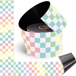 48 ft x 2.76 Inch Magnetic Checkerboard Border,Pastel Gingham Bulletin Board Trim Decoration, Reusable Whiteboard Magnetic Strips Roll for School Office Chalkboard 48 ft x 2.76 Inch Magnetic Checkerboard Border,Pastel Gingham Bulletin Board Trim Decoration, Reusable Whiteboard Magnetic Strips Roll for School Office Chalkboard