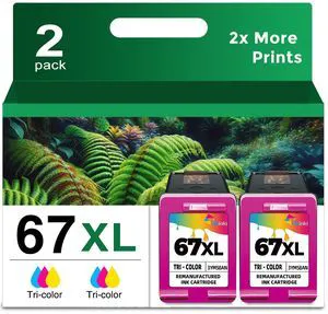 67XL Color Ink Cartridge Replacement for HP Ink 67 XL HP67 HP67XL Works for DeskJet 2855e 2800e 2827e 2700 2700e 2752 2755 2755e 4100e 4155e Envy 6055e 6055 6000 6455e (Tricolor 2-Pack) 67XL Color Ink Cartridge Replacement for HP Ink 67 XL HP67 HP67XL Works for DeskJet 2855e 2800e 2827e 2700 2700e 2752 2755 2755e 4100e 4155e Envy 6055e 6055 6000 6455e (Tricolor 2-Pack)