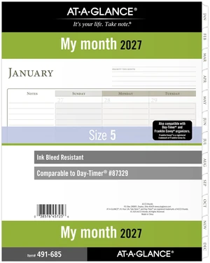 2027 Planner Refill, Monthly, 8.5" x 11", Folio Size 5, Tabbed, 7-Ring Loose-Leaf (491-685-27) 2027 Planner Refill, Monthly, 8.5" x 11", Folio Size 5, Tabbed, 7-Ring Loose-Leaf (491-685-27)