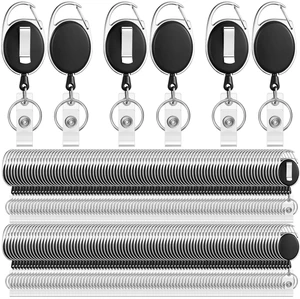 120 Pack Retractable Badge Holder Reel with Clip,Black Key Ring Attachment, Heavy Duty Reel for ID Cards, For Office Nurses Doctors Employees Students, Bulk Pack with Clip 120 Pack Retractable Badge Holder Reel with Clip,Black Key Ring Attachment, Heavy Duty Reel for ID Cards, For Office Nurses Doctors Employees Students, Bulk Pack with Clip