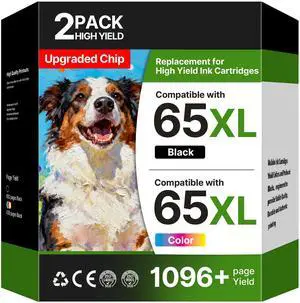 65XL Ink Cartridges Compatible for HP Ink 65, High Yield for HP 65 Ink Cartridges Black/Color Combo Pack, Work for HP DeskJet 3755 3772 3700 3752 3722 2600 2622 Envy 5055 5070 5000 (1 Black, 1 Color) 65XL Ink Cartridges Compatible for HP Ink 65, High Yield for HP 65 Ink Cartridges Black/Color Combo Pack, Work for HP DeskJet 3755 3772 3700 3752 3722 2600 2622 Envy 5055 5070 5000 (1 Black, 1 Color)