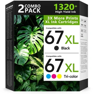 67XL Printer Ink Replacement Compatible for HP Ink 67 67XL Work with HP Envy 6055e 6055 6052 6455e 6455 6452 6458 6475 DeskJet 2755e 2755 2855e 2827e 4155e,2-Pack 67XL Printer Ink Replacement Compatible for HP Ink 67 67XL Work with HP Envy 6055e 6055 6052 6455e 6455 6452 6458 6475 DeskJet 2755e 2755 2855e 2827e 4155e,2-Pack