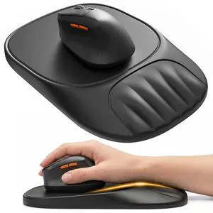 Ergonomic Mouse Pad with Wrist Rest, Sloped Memory Foam Mousepad with Wrist Support, Cooling Channels, Non-Slip Base, Smooth Lycra Surface for Office, Gaming & Home Desk (Black) Ergonomic Mouse Pad with Wrist Rest, Sloped Memory Foam Mousepad with Wrist Support, Cooling Channels, Non-Slip Base, Smooth Lycra Surface for Office, Gaming & Home Desk (Black)