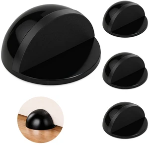 Self Adhesive Door Stoppers, Stainless Steel No Drill Rubber Floor Door Stop, Half Dome Adhesive Wall Protector for Bedroom Living Room Bathroom Office (4, Black4) Self Adhesive Door Stoppers, Stainless Steel No Drill Rubber Floor Door Stop, Half Dome Adhesive Wall Protector for Bedroom Living Room Bathroom Office (4, Black4)