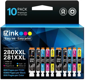 E-Z Ink 10 Pack 280 281 XXL Replacement for Canon 280 281 Ink Cartridges | PGI-280XXL CLI-281XXL 280 XXL 281 XXL for PIXMA TR8620a TS9521C TR7520 TR8620 TR8520 TR8600 TR7520 TS702a TS9520 (10 Pack) E-Z Ink 10 Pack 280 281 XXL Replacement for Canon 280 281 Ink Cartridges | PGI-280XXL CLI-281XXL 280 XXL 281 XXL for PIXMA TR8620a TS9521C TR7520 TR8620 TR8520 TR8600 TR7520 TS702a TS9520 (10 Pack)
