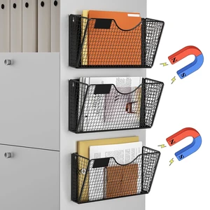 Magnetic File Holder, 3 Pockets Magnetic File Folder Holder No Drilling Magnet Paper Mail Organizer Magazine Basket, Hanging Wall Storage Rack for Fridge Cabinets Office Classroom Magnetic File Holder, 3 Pockets Magnetic File Folder Holder No Drilling Magnet Paper Mail Organizer Magazine Basket, Hanging Wall Storage Rack for Fridge Cabinets Office Classroom