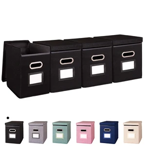 4 Pack Hanging File Folders Organizer with Lid, Letter Size Fabric File Storage Box Collapsible, Portable Office Document Holder with Metal Handle, Smooth PVC Rails, Black 4 Pack Hanging File Folders Organizer with Lid, Letter Size Fabric File Storage Box Collapsible, Portable Office Document Holder with Metal Handle, Smooth PVC Rails, Black