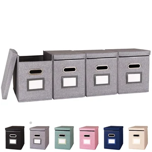 4 Pack Hanging File Folders Organizer with Lid, Letter Size Fabric File Storage Box Collapsible, Portable Office Document Holder with Metal Handle, Smooth PVC Rails, Gray 4 Pack Hanging File Folders Organizer with Lid, Letter Size Fabric File Storage Box Collapsible, Portable Office Document Holder with Metal Handle, Smooth PVC Rails, Gray