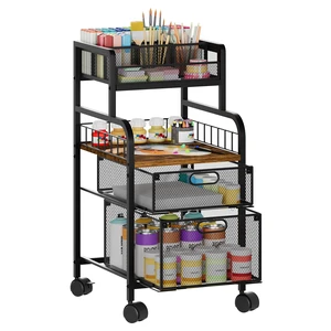 Art Cart with Drawers, Rolling Craft Cart with DIY Dividers & Wood Shelf - Mobile Art Supply Organizer for Artists, Students & Small Space, Heavy-Duty Metal, Lockable Wheels Espresso Art Cart with Drawers, Rolling Craft Cart with DIY Dividers & Wood Shelf - Mobile Art Supply Organizer for Artists, Students & Small Space, Heavy-Duty Metal, Lockable Wheels Espresso