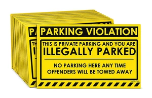 Tow Stickers Hard to Remove, Yellow Illegally Parked Warning, 8x5 100 pk Tow Stickers Hard to Remove, Yellow Illegally Parked Warning, 8x5 100 pk