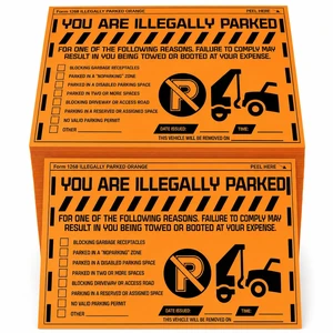 Parking Violation Stickers Hard to Remove, Orange Multi Reason, 8x5 100 pk Parking Violation Stickers Hard to Remove, Orange Multi Reason, 8x5 100 pk