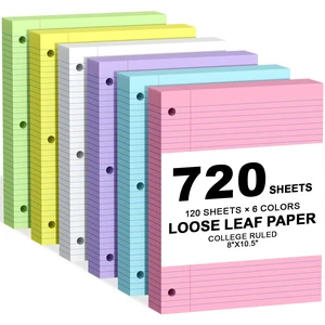 720 Sheets Loose Leaf Paper College Ruled, 8x10.5 Colored Notebook Paper 3 Hole Punched Lined Paper, 3 Ring Binders Notepad, 10-1/2" X 8 Filler Notebook Paper, Writing Paper Pads, School Supplies 720 Sheets Loose Leaf Paper College Ruled, 8x10.5 Colored Notebook Paper 3 Hole Punched Lined Paper, 3 Ring Binders Notepad, 10-1/2" X 8 Filler Notebook Paper, Writing Paper Pads, School Supplies