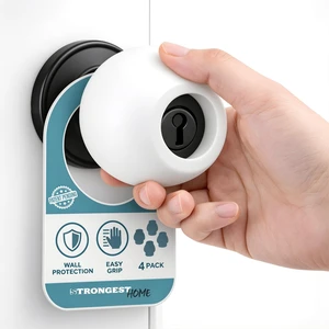White Silicone Door Knob Cover & Wall Protector Soft Rubber Handle Grip for Arthritis Support and Quiet Damage Prevention (4 Pack) White Silicone Door Knob Cover & Wall Protector Soft Rubber Handle Grip for Arthritis Support and Quiet Damage Prevention (4 Pack)