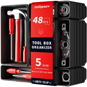 48PCS & 5 Sizes Tool Box Organizer Tray, Toolbox Drawer Organizer with Non-Slip Pads, Desk Drawer Divider Set, Fits Rolling Tool Chest Cabinet for Garage & Workbench 48PCS & 5 Sizes Tool Box Organizer Tray, Toolbox Drawer Organizer with Non-Slip Pads, Desk Drawer Divider Set, Fits Rolling Tool Chest Cabinet for Garage & Workbench