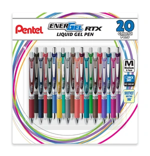 EnerGel RTX Retractable Liquid Gel Pen, (0.7mm), Medium Line, Metal Tip, Assorted Ink Colors, 20 Pack (BL77BP20M) EnerGel RTX Retractable Liquid Gel Pen, (0.7mm), Medium Line, Metal Tip, Assorted Ink Colors, 20 Pack (BL77BP20M)