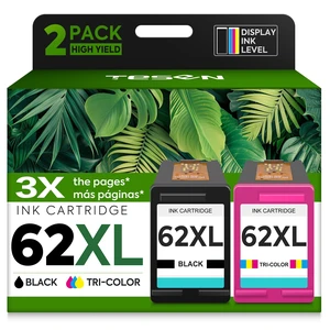 62XL Ink Cartridges Black and Color Replacement for HP 62XL Combo Pack Compatible for HP ink 62 XL for Envy 7640 7645 5660 5540 OfficeJet 5740 5741 8040 OfficeJet 200 250 258 Printer (2-Pack) 62XL Ink Cartridges Black and Color Replacement for HP 62XL Combo Pack Compatible for HP ink 62 XL for Envy 7640 7645 5660 5540 OfficeJet 5740 5741 8040 OfficeJet 200 250 258 Printer (2-Pack)