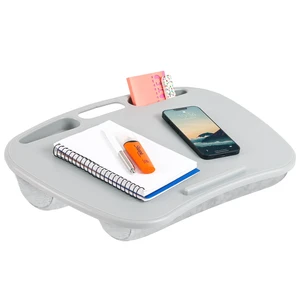MyDesk Lap Desk Cool Gray, Fits 15.6 Laptops Built-In Device Ledge, Dual Storage Wells, Airflow Dual-Bolster Microbead Cushion, Carry Handle MyDesk Lap Desk Cool Gray, Fits 15.6 Laptops Built-In Device Ledge, Dual Storage Wells, Airflow Dual-Bolster Microbead Cushion, Carry Handle