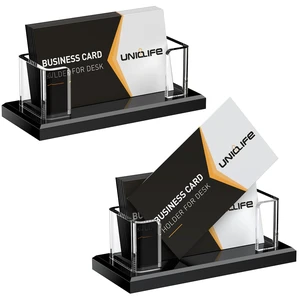 2 Pack Acrylic Business Card Holder for Desk, 60 Card Capacity 1 Slot Clear Horizontal Business Card Stand for Men & Women Desktop Name Card Display Stand Card Organizer Office 2 Pack Acrylic Business Card Holder for Desk, 60 Card Capacity 1 Slot Clear Horizontal Business Card Stand for Men & Women Desktop Name Card Display Stand Card Organizer Office