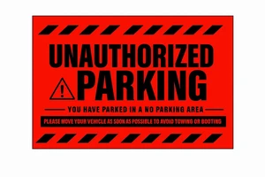 Tow Warning Stickers Hard to Remove, Red Unauthorized Parking, 8x5 100 pk Tow Warning Stickers Hard to Remove, Red Unauthorized Parking, 8x5 100 pk