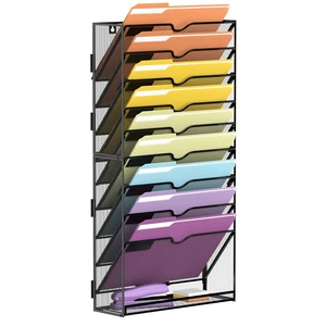10Tier Hanging Wall File Holder Organizer for Papers, Folders, Files Clipboard & Magazine Organization Great for Office Home, Assembly Needed, Black 10Tier Hanging Wall File Holder Organizer for Papers, Folders, Files Clipboard & Magazine Organization Great for Office Home, Assembly Needed, Black