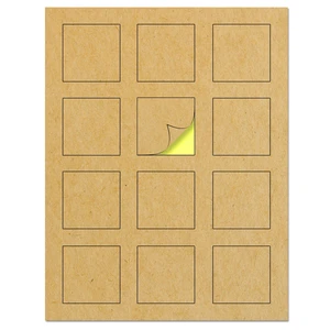 2" x 2", Printable Brown Kraft Labels Stickers Square - 150 Sheets Laser/Inkjet Printing, comes with Print Templates 2" x 2", Printable Brown Kraft Labels Stickers Square - 150 Sheets Laser/Inkjet Printing, comes with Print Templates