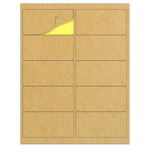 4" x 2", Printable Brown Kraft Labels Stickers - 150 Sheets, 1500 Pieces Laser/Inkjet Printing, comes with Print Templates 4" x 2", Printable Brown Kraft Labels Stickers - 150 Sheets, 1500 Pieces Laser/Inkjet Printing, comes with Print Templates
