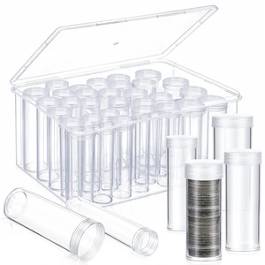 34 Pack Assorted Size Coin Tubes with Storage Box Screw Lid Holder 34 Clear Assorted Size Tubes with Screw Caps for 20 20.5 22.25 25 27 32mm Coin, Coin Collecting Supplies, Durable Plastic 34 Pack Assorted Size Coin Tubes with Storage Box Screw Lid Holder 34 Clear Assorted Size Tubes with Screw Caps for 20 20.5 22.25 25 27 32mm Coin, Coin Collecting Supplies, Durable Plastic