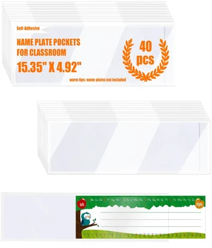 40 PCS Nameplate Pocket - 15.35 x 4.92 Thicken PVC Name Tag Sleeves No Residue Self-Adhesive Waterproof Easy Use&Remove Scratch Proof Clear Nameplates Holder for Office Supplies 40 PCS Nameplate Pocket - 15.35 x 4.92 Thicken PVC Name Tag Sleeves No Residue Self-Adhesive Waterproof Easy Use&Remove Scratch Proof Clear Nameplates Holder for Office Supplies