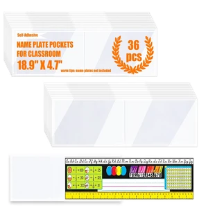 36 PCS Nameplate Pocket - 18.9" x 4.7"No Residue Self-Adhesive Waterproof Easy Use&Remove Scratch Proof Clear Thicken PVC Name Tag Sleeves Nameplates Holder for Classroom Desks, Office Supplies 36 PCS Nameplate Pocket - 18.9" x 4.7"No Residue Self-Adhesive Waterproof Easy Use&Remove Scratch Proof Clear Thicken PVC Name Tag Sleeves Nameplates Holder for Classroom Desks, Office Supplies