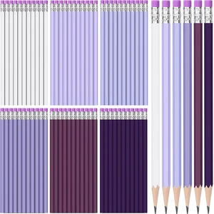 60 Pcs HB Pencils #2 Unsharpened Wood, Purple Series, White Wood Cased with Pink Eraser, HB Graphite for School Exam Office, Blank Bulk Sketching Learning, Great Students Kids Adults 60 Pcs HB Pencils #2 Unsharpened Wood, Purple Series, White Wood Cased with Pink Eraser, HB Graphite for School Exam Office, Blank Bulk Sketching Learning, Great Students Kids Adults