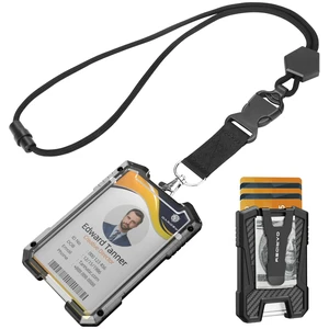 Carbon Fiber Badge Holder with Breakaway Lanyard, Holds 5 Cards Heavy Duty Lanyard for ID Card/Badge Holder, Perfect for Office and School Carbon Fiber Badge Holder with Breakaway Lanyard, Holds 5 Cards Heavy Duty Lanyard for ID Card/Badge Holder, Perfect for Office and School